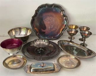 Vintage Silver Plate Lot - WM Rogers, Reed & Barton - Bowls, Butter, Trays, Compote, And More