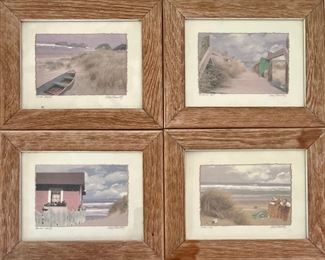 (4) Small Judy Mandolf Framed Beach Prints