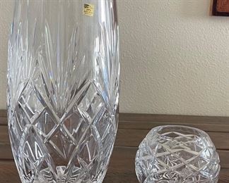 Large Poland 24 Percent Lead Crystal Vase And An Atomic Star Crystal Sphere Vase