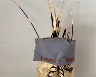 Hand Made And Painted Limpopo South Africa Hide Bag With Genuine Elephant Whiskers