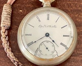 Elgin National Watch Co. Pocket Watch 3709131 Inlaid Deer Nickel Silver