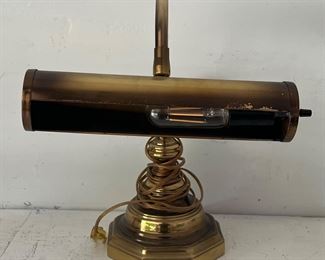 Vintage Brass Bankers Desk Lamp Works (as Is)