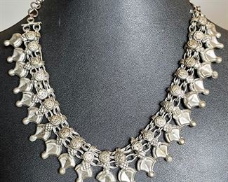 Vintage India Silver Tone 20" Bell Necklace 