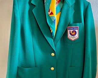 1988 Authentic Seoul Korea Summer Olympic Games Staff Jacket With Scarf & Accreditation Guide 