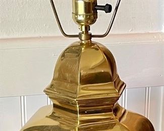 Vintage Heavy Solid Brass Base Table Lamp 