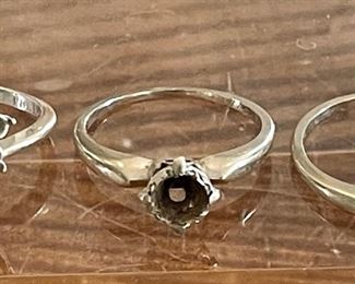 3 Vintage 14K Gold Ring Settings (stones Have Been Removed) - Total Weight 
