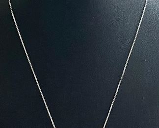 Sterling Silver 18" Chain Necklace With Heart Rhinestone Pendant And Ball Post Earrings