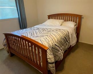 Queen bed matches dresser, solid wood, nice