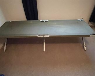 Vintage military cot, aluminum and canvas 