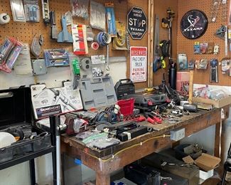 Shot of garage tool bench, small sampling of what's there