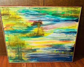 Modernist oil on canvas. 