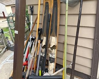 Vintage skiis, more yard tools