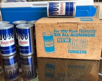 Vintage 1960’s Hamm’s Beer Aluminum Patio Tumblers