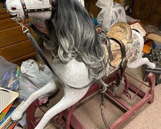 Antique 1920s rocking horse --- not for the faint of heart!