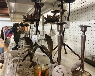 Many varieties of candle holders 