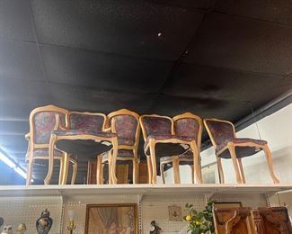 6 dining chairs currently available in store now. Will be included in the sale if still available. 