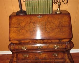 Antique burled walnut slant top desk