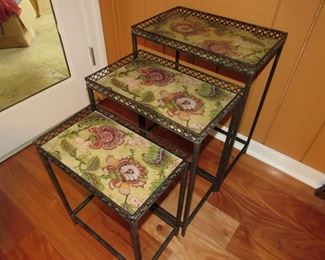 Glass top iron tables