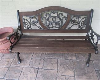 Cast iron & oak bench