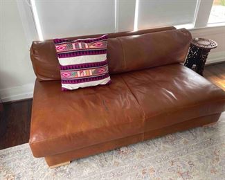 CB2 leather loveseat