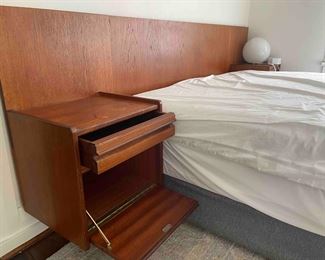 Cool attached side table with drawer and cabinet