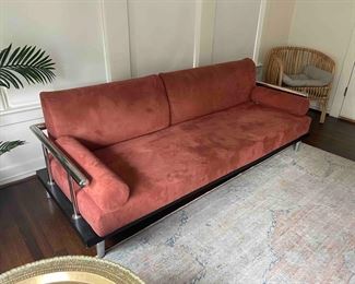 Nice, comfortable, vintage, suede sofa. Was told it was a Natuzzi.