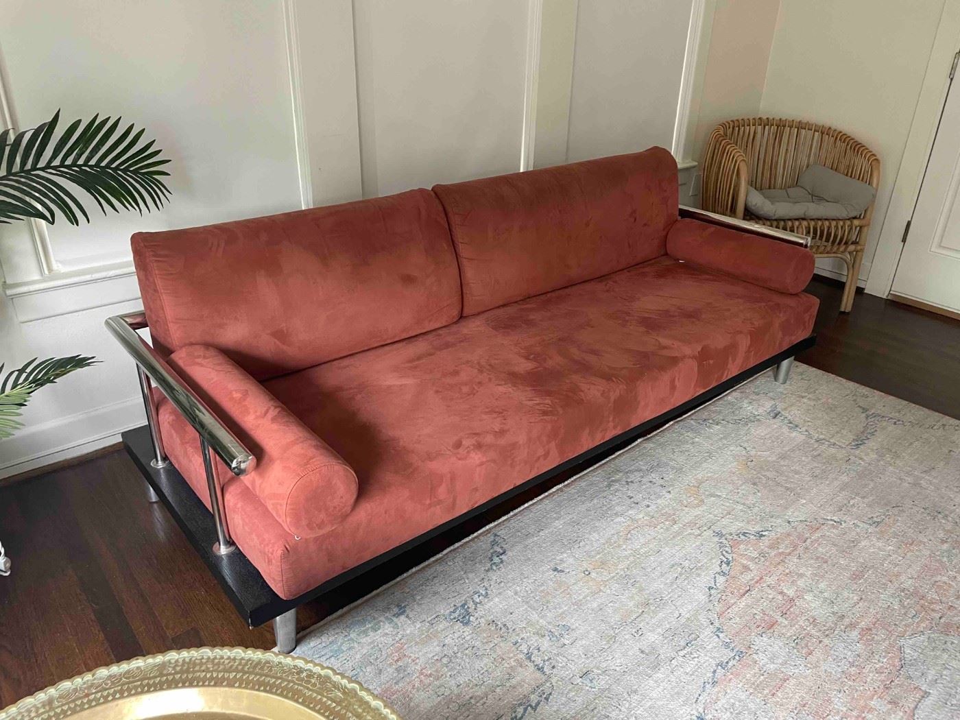 Nice, comfortable, vintage, suede sofa. Was told it was a Natuzzi.