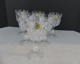 Set of 6 Cristal de Flandres 24% Lead Crystal Set of 6 "Palais" Wine Goblets