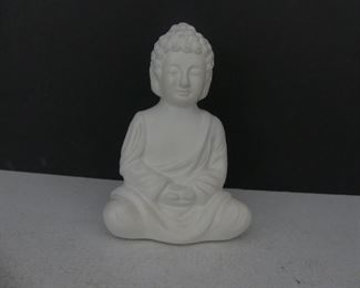 Vintage White Ceramc/Porcelain Serene (Meditating) Buddha Statue