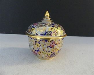 Vintage Stunning Cloisonné Covered Trinket Bowl - 3½" Diameter x 4½" Tall