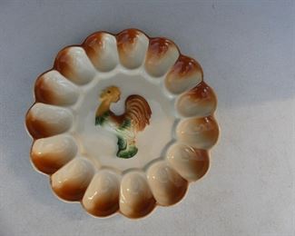 Vintage MCM Rooster Deviled Egg Tray