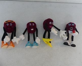 Vintage 1988 Applause Plush Bendable Poseable California Raisins - Like New, 4 in All