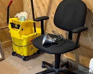 Mop bucket, office chair