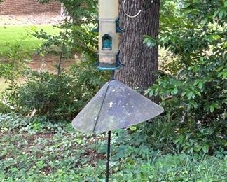 Bird feeder, shepherd’s hook, squirrel shield