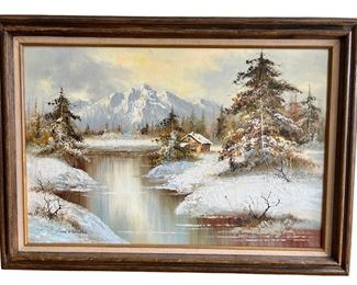 Herb Parnall (New Zealand, 20th C.) Original Oil On Canvas Landscape Painting, 43" X 31" 
