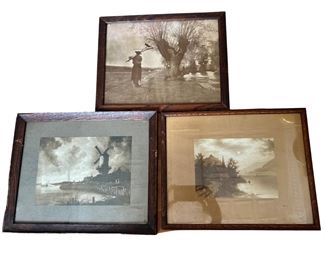 Trio Of Antique Monochromatic Photographic Prints