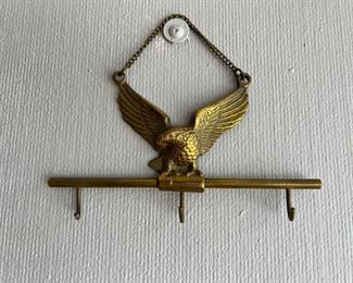 Solid Cast Brass Eagle Form Key Hook Rack