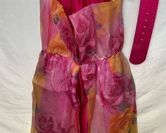 Vintage Imperiale Di Mimmina Made In Italy Hot Pink Rose Dress, Est. Size 4 