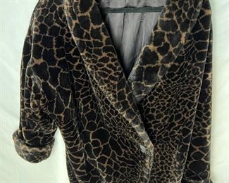 Vintage Donnybrook Faux Fur Animal Print Coat - Made In USA 