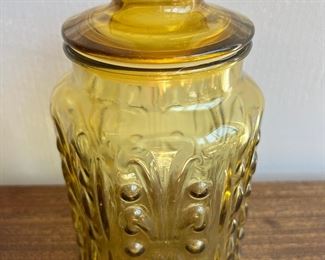 L.E. Smith Amber Glass Cookie Jar / Cannister 