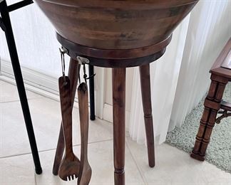 Vintage wood salad bowl on legs