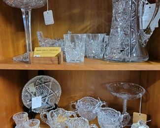 American Brilliant Period Full Led Crystal, Pineapple Pattern by Dorflinger & Hobstar Pin Wheel.