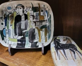 MCM Designer Bitossi Raymor, Hand Painted pottery. (a rare producer of modern decorative art.