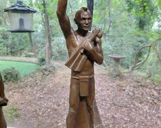 Bronze sculpture titled War or Peace ? Signed Marshall Daugherty 1947.