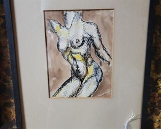 Nude torso by Marshall Daugherty. This work is a recto/verso work the other side is a study of a male figure.