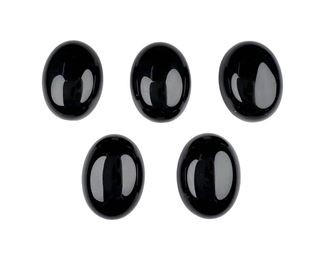 Set of 5 Loose Onyx Oval Gemstones 47cts