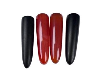 Set of Onyx and Carnelian Bullet Gemstones