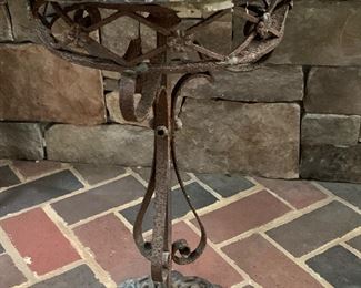 Antique iron marble top garden table 