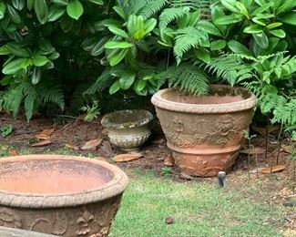 Pair of large terra-cotta garden urns