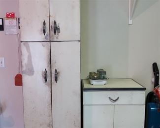 Youngstown Kitchen Pantry Steel and Metal Kitchen Cabinet.  Original Hardware - Would be so cute redone.